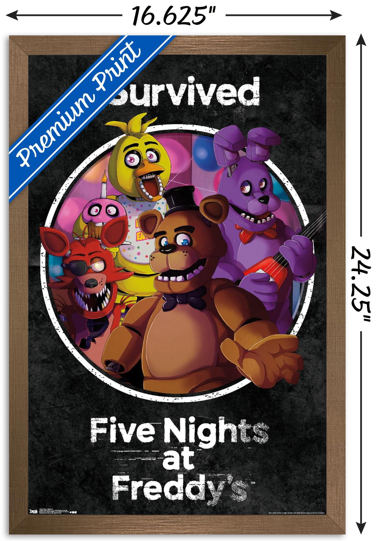 Five Nights at Freddy's - Celebrate Wall Poster with Wooden