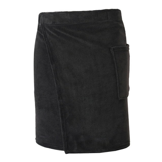 Albornoz de baño para hombre, de color liso, con bolsillo y toalla usable