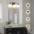 thumbnail image 6 of Bathroom Vanity Light Fixtures 3-Lights Gold Vanity Lights Over Mirror, E26 40W Modern Bathroom Lighting Fixture with Milky White Glass for Bath Restroom, 6 of 8