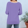 thumbnail image 4 of thefmos Women's Fall Winter Round Neck 3/4 Sleeve Solid Basic Casual Pullover Tops Tshirt Comfy Loose Fit Blouses for Women Cute Trendy Everyday Wear Business Work Clothes, Purple S, 4 of 8