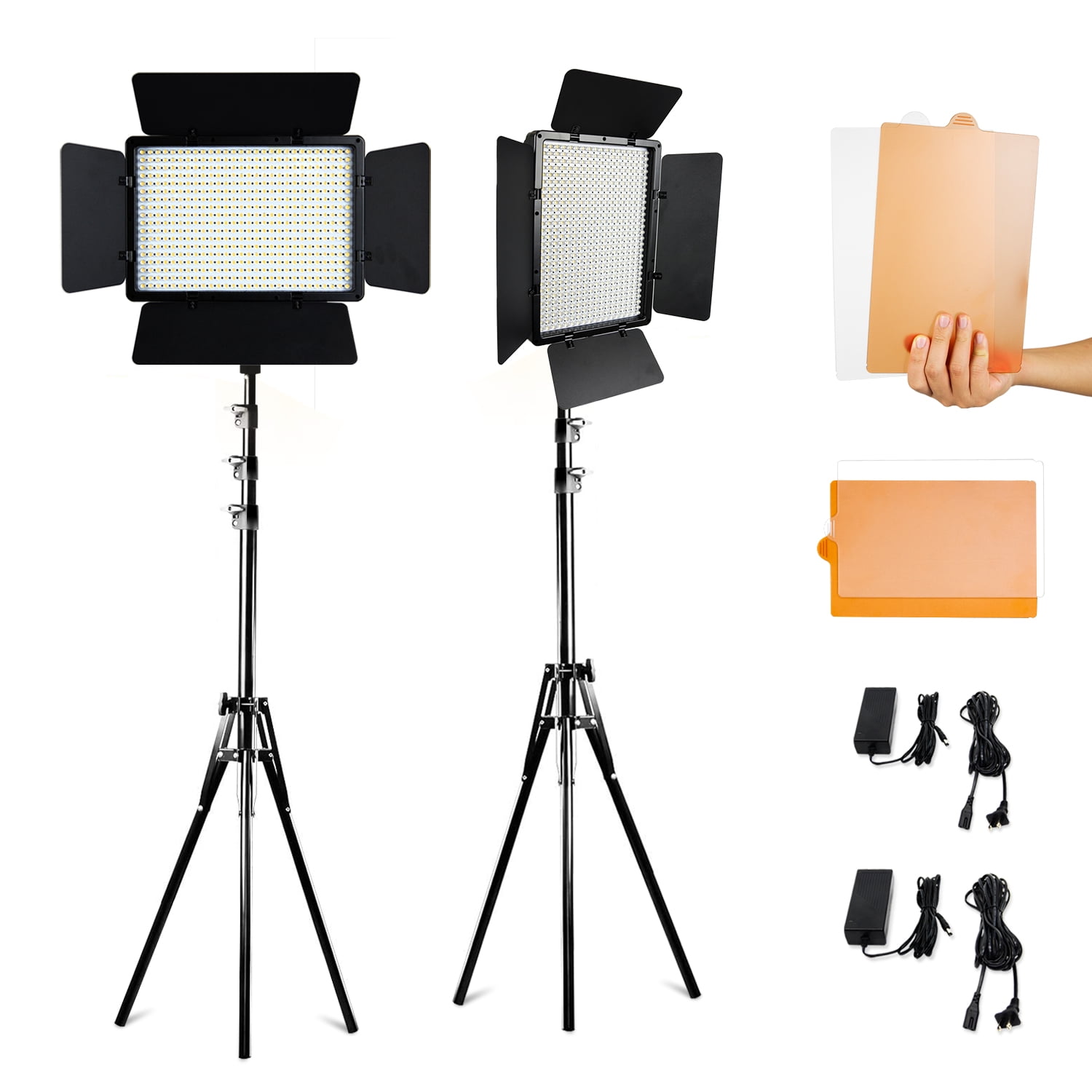 LS Photography LED Video Barndoor Light with Light Stand for Studio