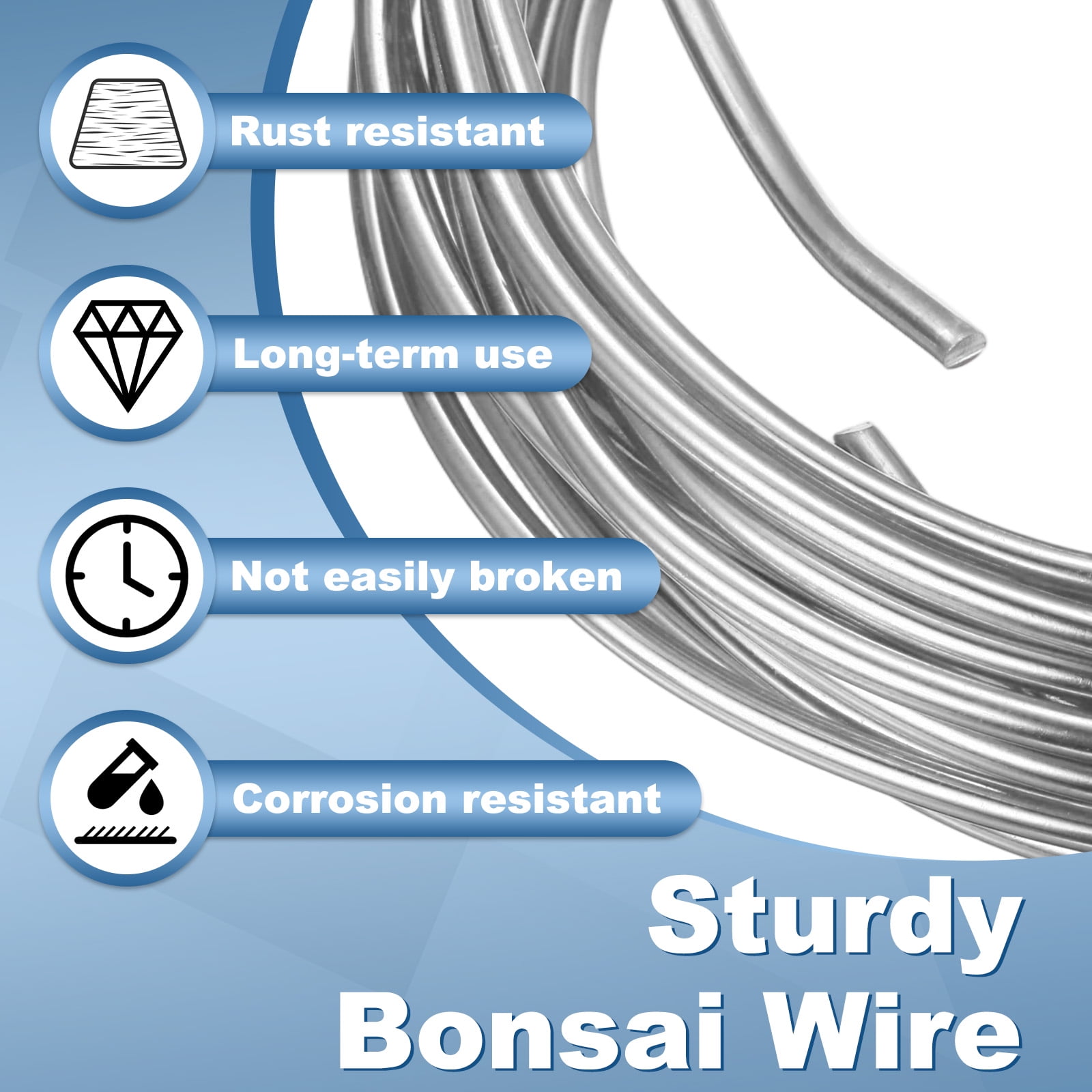 Uxcell 3 Roll Bonsai Wire 1/2/3mm Each Roll 32.8ft (10m) Anodized Aluminum Bonsai Wire for Gardening Tree Branch Fixing DIY Crafting, Silver