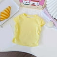 thumbnail image 4 of Zanarzt Little Girls Short Sleeve T Shirts Girls Short Sleeve Crop Tops Kids Fashion Cute Crewneck Athletic T Shirts Tee Yellow,6-7 Years, 4 of 4