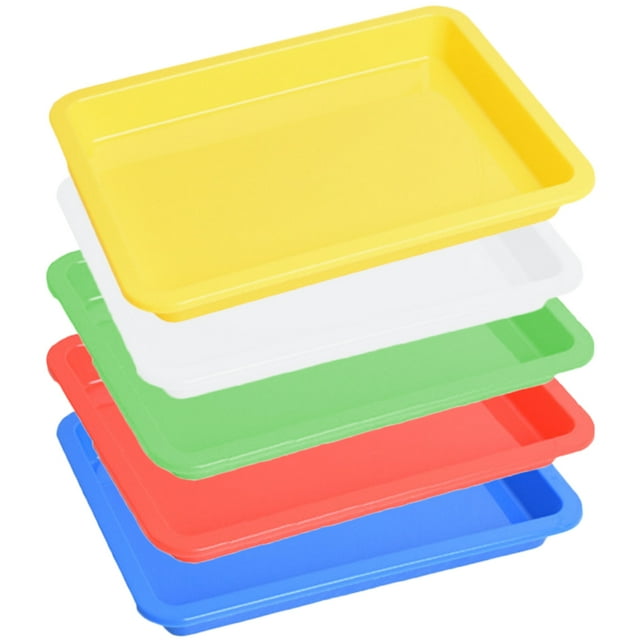 KAKOWELY Plastic Craft Tray for Home Assorted Color PP Material Easy to Clean and Stackable 5 Pcs,11.02"X8.27"X1.18"