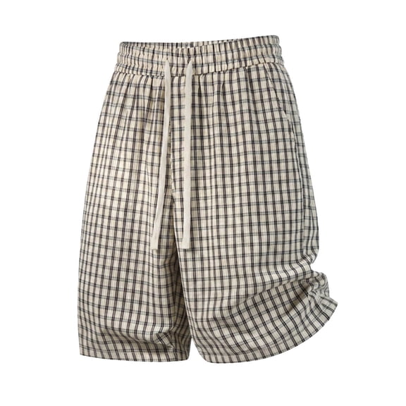 CONZONE Men'S Baggy Shorts Elastic Waist Drawstring Summer Shorts For Men Casual Plaid Lightweight Shorts With Pockets