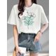 thumbnail image 1 of 100% Cotton Women's Casual Crew Neck Floral Graphic with Slight Stretch and Minimalist Line Art Flower Print Tee For Adult, Men, Women, Teen, Teenager, Adolescent, Youth, 1 of 7