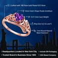 thumbnail image 2 of Gem Stone King 18K Rose Gold Plated Silver Heart Shape Mothers Day Purple Amethyst and Diamond Mom MOM Ring for Women (0.41 Cttw, Gemstone Birthstone, Available in Size 5, 6, 7, 8, 9), 2 of 3