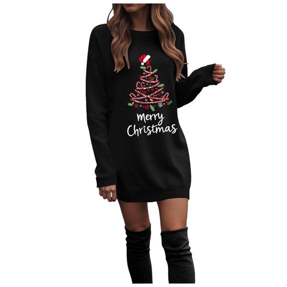 Gibobby Women's Fashion Hoodies & Sweatshirts Women's Christmas Just A Girl Who Loves Christmas Letter Printed Hoodie Crewneck Hoodie(L,Black)