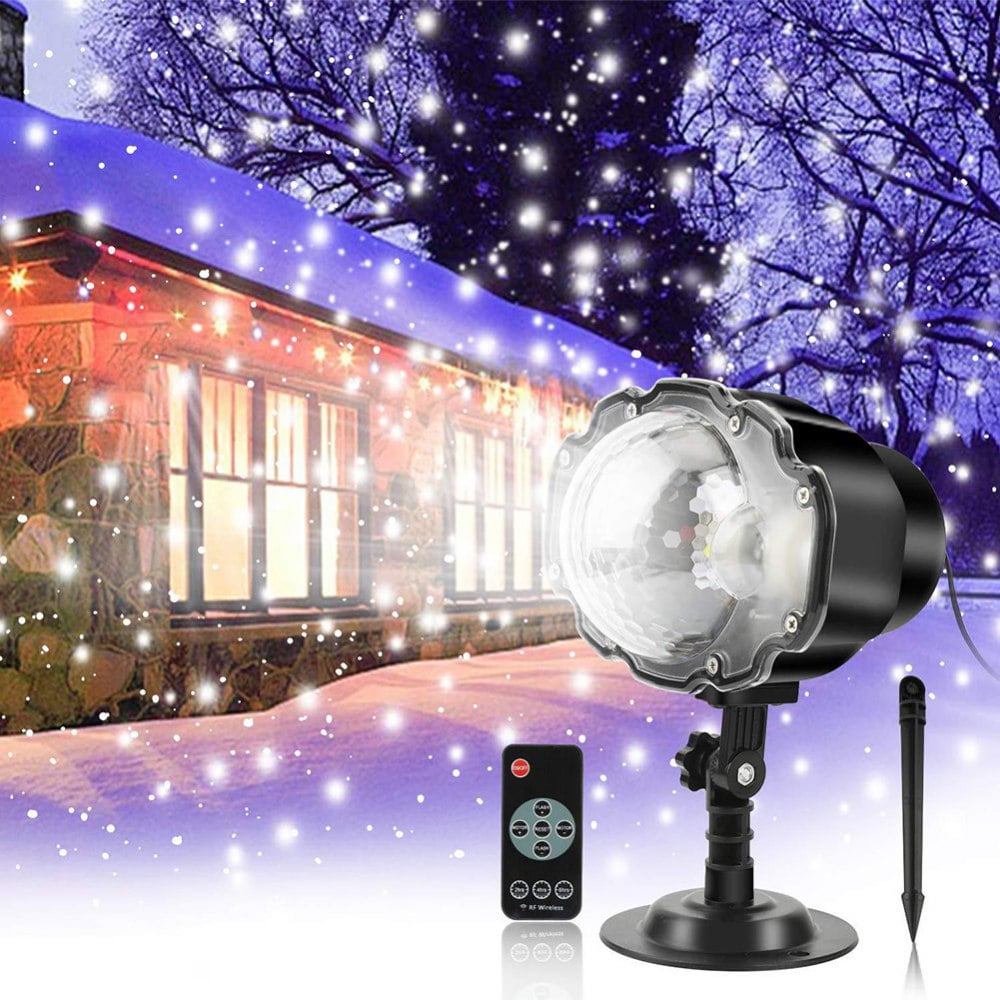 LED Snowfall Projector Lights Christmas Snowflake Projector Lamp with Wireless Remote Indoor Outdoor Waterproof Snow Falling Landscape Projection Light for Halloween Party Wedding Garden Decorations