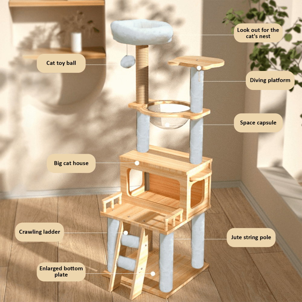 Kalkiam Cat Scratching Post Tree Tall Cat Tower with Clear Hammock Pet Supplies Cat Condo Modern Cat Tower for Indoor Kittens Cats Sleeping Climbing well-liked