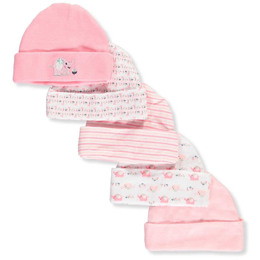 Cribmates Infant Baby Caps 0-6 Months - 5 Pack, Pink Elephant - Walmart.com