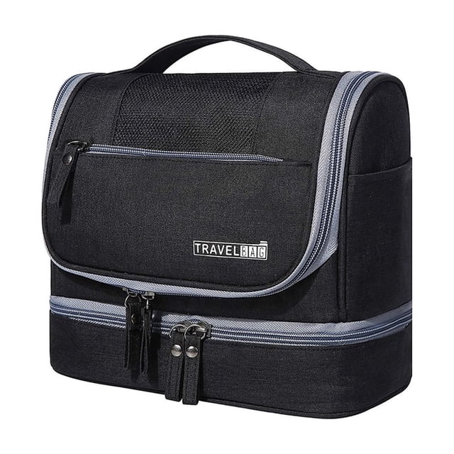 Trousse de Toilette de Voyage, Grande Capacité de Rangement Imperméable, Design Séparation Sec Humide pour Hygiène, Organisateur Portable avec Compartiments et Crochet Pivotant