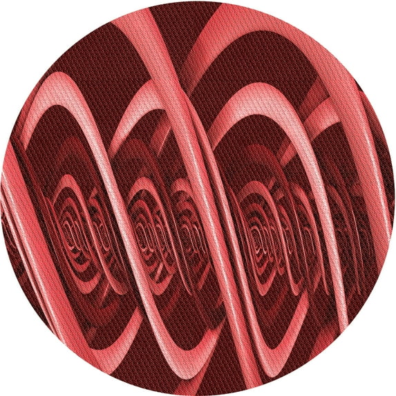 Ahgly Company Indoor Round Patterned Grapefruit Red Area Rugs, 5' Round