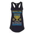 thumbnail image 2 of Wild Bobby Hanukkah Imagine If Your Phone Battery was Low but Lasted 8 Days Women Racerback Tank Top, Black, Small, 2 of 6