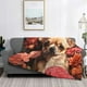 thumbnail image 2 of Fotbe Vintage Red Flower Chihuahua Manta de Franela con Estampado, Manta Ultrasuave para Cama, Sofá, Auto, Hipoalergénica y Antibolitas-80"x60", 2 of 6