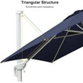 thumbnail image 5 of PURPLE LEAF 10 × 13 FT Patio Umbrella White Cantilever Offset Umbrella Rectangle Outdoor Umbrella with 360° Rotation for Garden Deck Pool, Navy Blue, 5 of 11