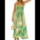 thumbnail image 1 of Vestido de Vacaciones Bohemio con Cuello en V, Floral, Sin Mangas, Holgado, con Espalda Descubierta y Dobladillo Irregular para Mujer. Verde L, 1 of 9