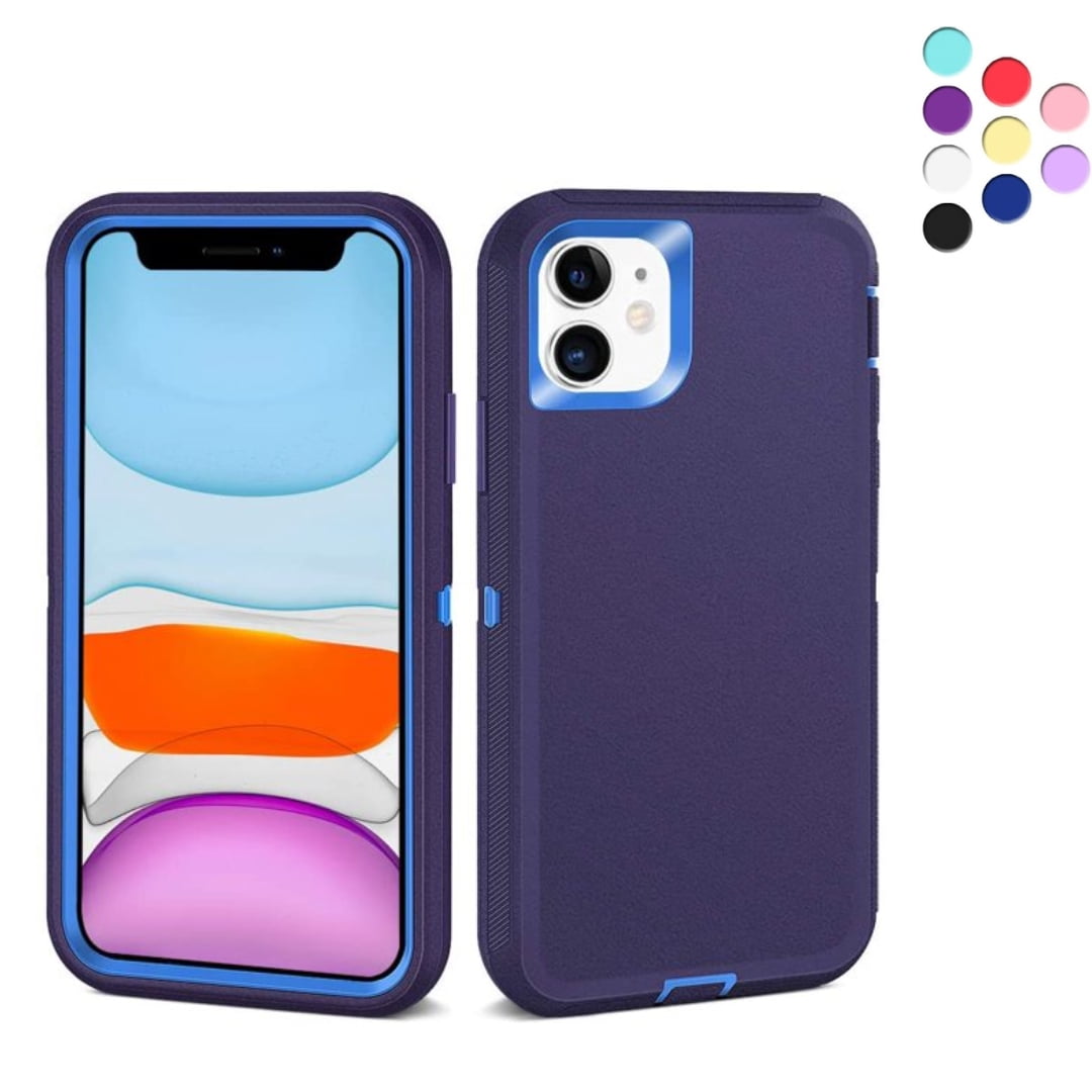 Iphone 11 Heavy Duty Case Shock Proof Shatter Resistant Defender Rubber Compatible For Iphone 11 Color Blue By Entronix Walmart Com