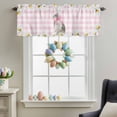 thumbnail image 3 of Valance Curtains for Kitchen Windows Watercolor Easter Rabbit Daisy Rod Pocket Valance Pink Checkered Plaid Short Window Curtain Topper for Bedroom Living Room Bathroom 54x18in,1&nbsp;Panel, 3 of 9