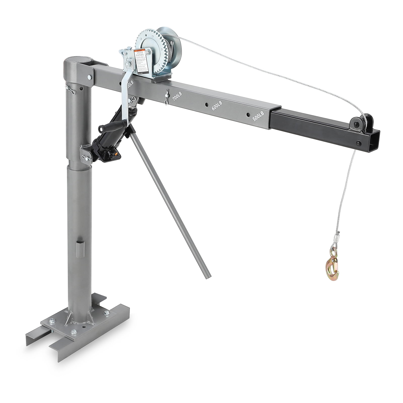 Mescukay Hydraulic Truck Crane Hoist, 1,000 lbs Capacity with Cable Winch, 4 Adjustable Lifting Capacity (500 lbs, 600 lbs, 800 lbs, 1000 lbs) for Trucks (Non-Electric)