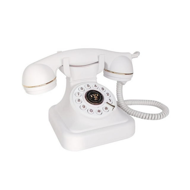 Teléfono retro con cable, estilo europeo, adorno de escritorio para hotel, sala de estar y bar. Blanco