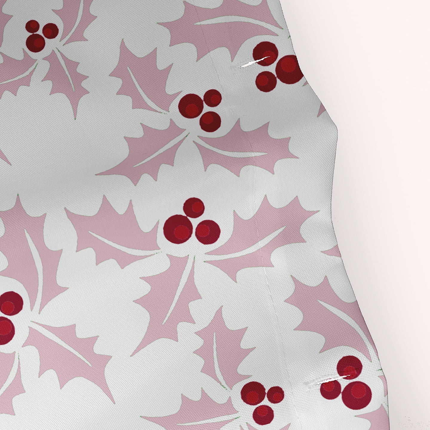 Simply Daisy 70" W x 73" L Merry Christmas with Holly Polyester Shower Curtain, Light Pink [1 Ct]