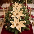 thumbnail image 4 of OAVQHLG3B Poinsettia Artificial Flowers Christmas Tree Ornaments Glitter Artificial Magnolia Flowers for Xmas New Year Party Wedding Holiday DIY Decorations, 4 of 6