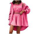 thumbnail image 1 of Conjuntos de ocio de 3 piezas para mujer, Tops abiertos en la parte delantera, Tops cortos y pantalones cortos, conjuntos cómodos de traje con cintura elástica Wmkox8yi  bvn2665, 1 of 9