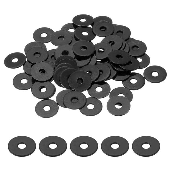 60 Pcs Flat Washer for Screws, Stainless Steel Washers 4mm ID x 16mm OD x 1mm Thick for Bolts, Factories Repair, Kitchens, Shops, Black