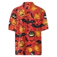 thumbnail image 5 of WTOBBY Men's Graphic Short Sleeve Shirt Casual Loose Fit Halloween Print Party Wear Cotton Blend Crew Neck Tee Holiday Celebration Costume Top,Vermilion 2XL, 5 of 6