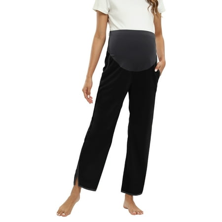 

Women s Maternity Pants Over The Belly Pregnancy Lounge Pajamas Sleep Straight Leg Pants with Pockets
