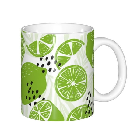

Yiaed Green Various Lemons Print Ceramics Coffee Large Handle Design Extra Large Tea and Coffee Cup for Office and Home Mugs