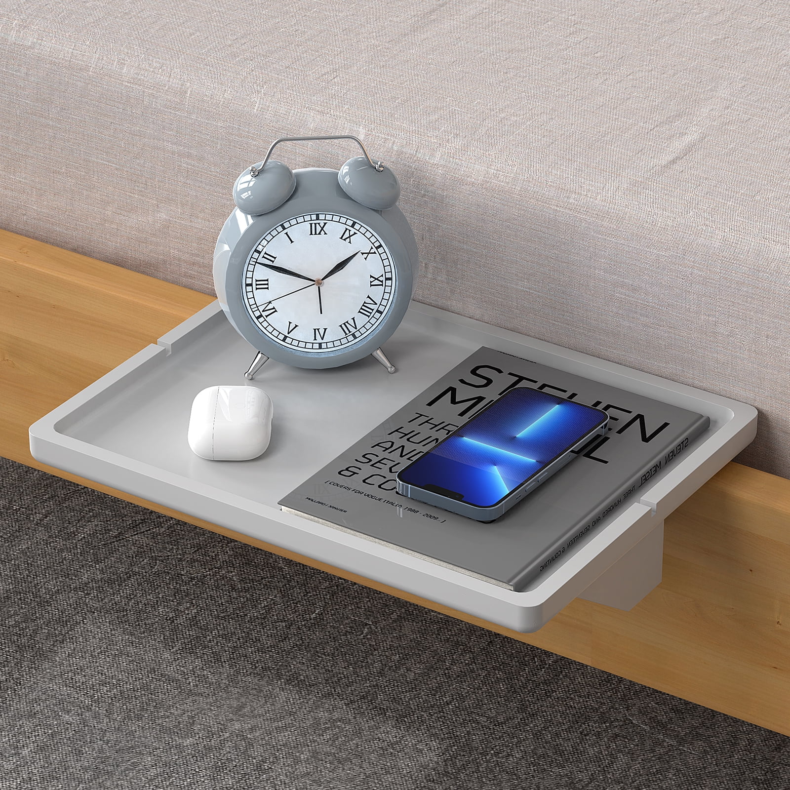 Bedside Shelf Bamboo Nightstand Tray for Bunk Bed Bedside Table Pezin