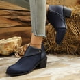 thumbnail image 6 of hzomhy Womens Short Boots Round Toe Pull On Side Zipper Low Heel for Casual Daily and Fall Winter Wear, 6 of 9