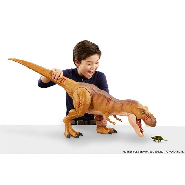 Jurassic World Battle Damage Roarin' Super Colossal Tyrannosaurus Rex 3' Figure.