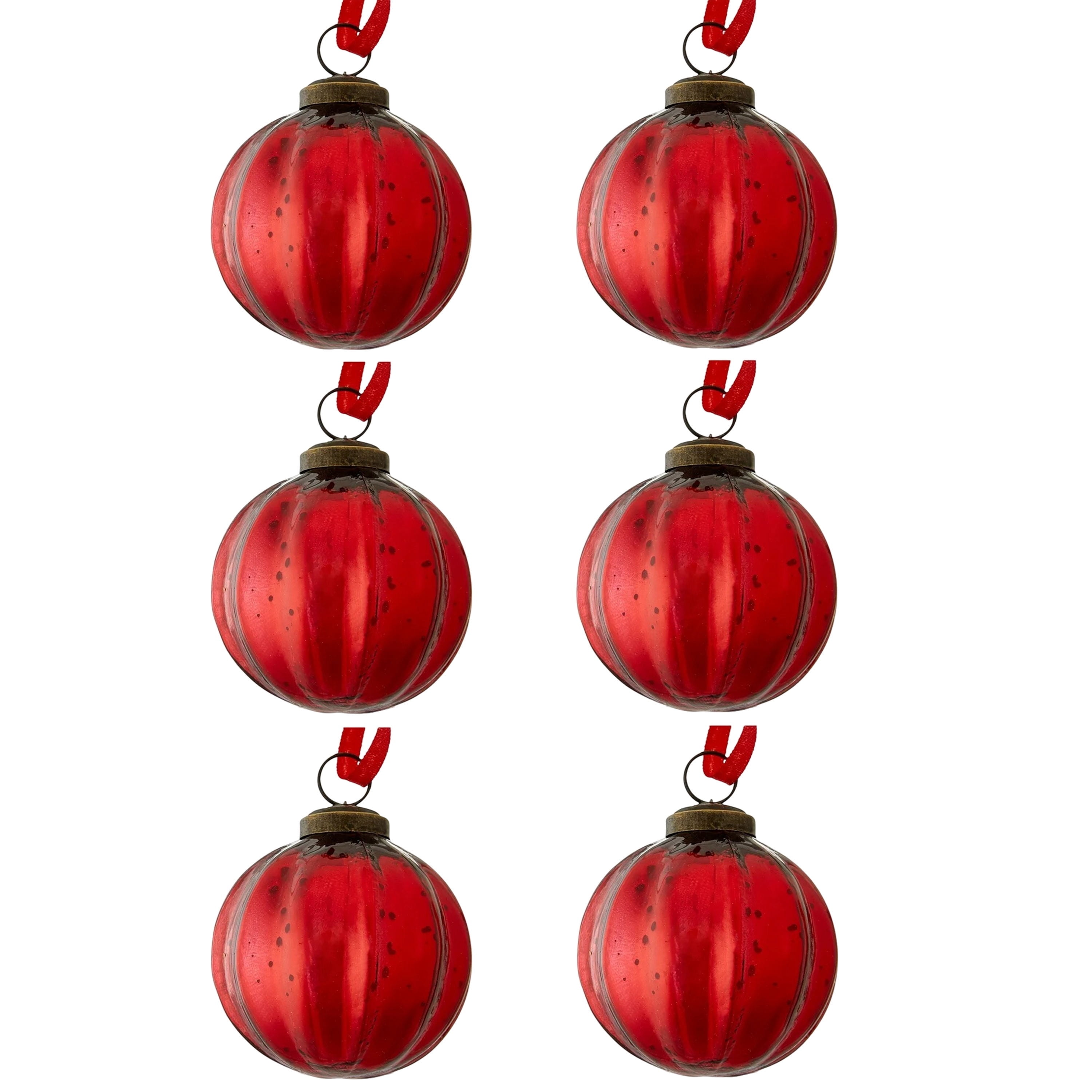 6-Count Red Mercury-Style Glass Ball Christmas Ornaments, 3.3", by Holiday Time