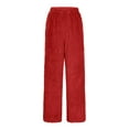 thumbnail image 6 of Womens Fluffy Pajama Pants Fuzzy Fleece Flannel Cozy Drawstring Lounge Pant Winter Warm Pj Bottoms Red XL, 6 of 7