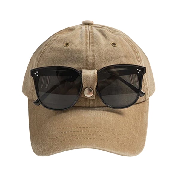 AWZXDE Fashion Street Style Baseball Cap with Attached Glasses Hop Novelty Sun Hat Khaki