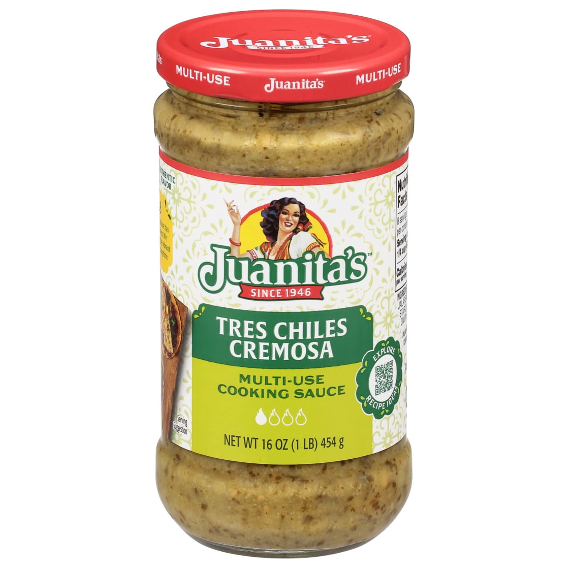 (3 pack) Juanita's Foods Tres Chiles Cremosa Multi-Use Cooking Sauce 16 oz Jar