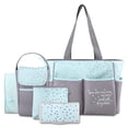thumbnail image 1 of Juego de bolsas de pañales Tote Baby Essentials de 5 piezas, color gris y aguamarina, 1 of 6