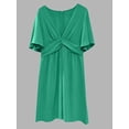 thumbnail image 3 of Women's V-Neck Flutter Sleeve Summer Dress 100% Polyester Ruched Silhouette Lightweight Breathable Machine Wash Cold, 3 of 4