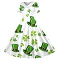 thumbnail image 2 of SERTG Girls St Patricks Day Theme Dress A-Line Skater Short Sleeve Stretch School Recital Performance Twirl Comfort Fit Holiday Celebration Outfit(Green#5,13-14 Years), 2 of 6