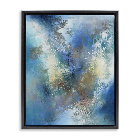 Stupell Industries Fluid Blue Abstraction Abstract Painting Black Floater Framed Canvas Art Print Wall Art 17 x 21