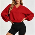 thumbnail image 2 of Cropped Hoodie for Womens Casual Crewneck Sweatshirts Workout Long Sleeve Drawstring Hooded College Teen Preppy Crop Tops Clothes 2026, 2 of 6