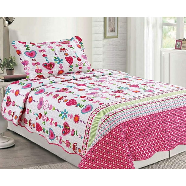 Sapphire Home 2pc Twin Size Bedspread Quilt Set Bedding for Kids Teens