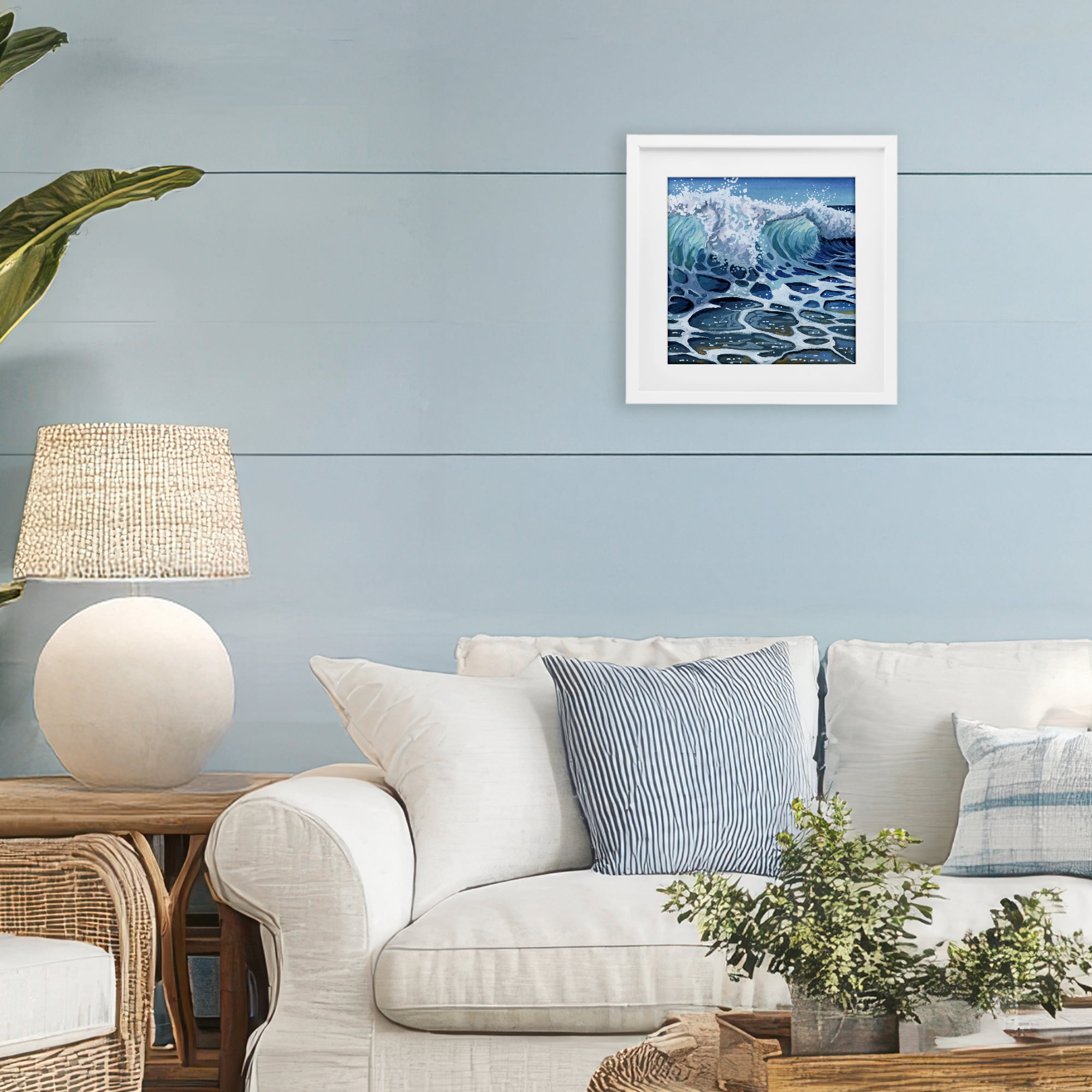 Stupell Industries Strong Crashing Waves on Beach White Framed Print Under Glass, design by Kate Jarvik Birch