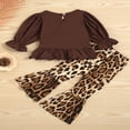 thumbnail image 3 of Toddler Girl Thanksgiving Outfits Long Sleeve Turkey Pullover Top Leopard Flared Pants Clothes Set 2pcs, 3 of 9