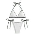 thumbnail image 5 of Afdoent Women's Bikini Sets Womens Swimsuits Thong Micro Bikini Ditsy Floral Two Piece Sets Bathing Suit Color Block Bandeau Swim Top Trendy Beach Swimwear, 5 of 6
