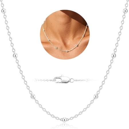 LUNVKY S925 Sterling Silver Plated Chains for Women Non-tarnish Necklace Birthday Graduation Prom Jewelry Gifts Teen Mom Female Lady Adult Wife Her Age Ideas 16/18/20/22 Inch