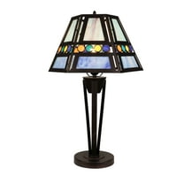 RADIANCE goods Retro-Style Stained Glass 1-Light Table Lamp 14" Shade